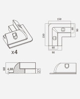 enjoysolar® ABS Mounting Bracket Kit: Cable Entry & Corner Brackets & Side Brackets black