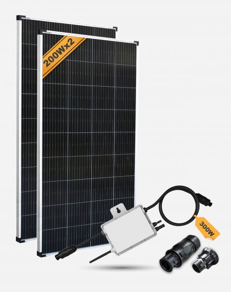 enjoy solar Balkonkraftwerk 300W Komplettset mit 2*200W Solarmodul und Deye MI300 - (0% Mwst)