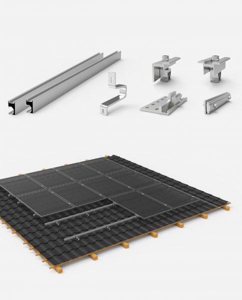 Powerway® PV-mounting system - roof mounting brackets for 6 solar panels