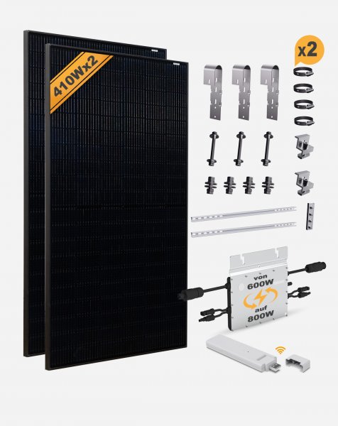 Hoymiles® Micro inverter HM-800 with DTU Wlite and Luxen® Solarmodul 370W*2 with balcony PV vertical brackets*2