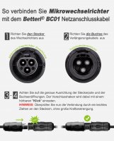 enjoy solar® 5m-20m, 3*2,0mm² Connecting Cable for Micro Inverter with Betteri® BC01 Connector to Schuko