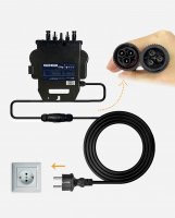 APsystems® microinverter EZI-M 800W integrated WLAN & Bluetooth + 5m power connection cable Exceedconn® to Schuko