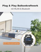 Balcony PV Anlage 800W_APsystems® EZ1-M 800 + Luxen® 410W Solarpanel + 5m Cable Exceedconn® to Schuko Socket + Alu PV Brackets - (0% Mwst)