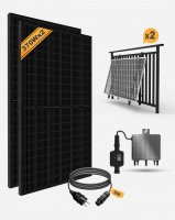 Balcony PV Anlage Deye® SUN80G3-EU-Q0 + Luxen® 370W Solarpanel + 5m Cable Betteri® to Schuko Socket + Powerway® Alu PV bracket black adjustable - (0% Mwst)