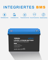 EPEVER&reg; Lithium Batterie LiFePO4 Batterien 12,8V 100Ah &ndash; integrierte BMS, Selbstheizung unter 0&deg;C, A-Klasse LiFePO4-Zellen