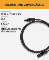 HISkon&reg; 4mm&sup2; Verl&auml;ngerungskabel MC4 auf MC4 Stecker 1m