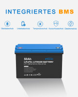 EPEVER&reg; Lithium Battery LiFePO4 Batteries 25,6V 50Ah &ndash; integrated BMS, Self-heating function under 0&deg;C, A-Grade LiFePO4-Cells - (0% Mwst)