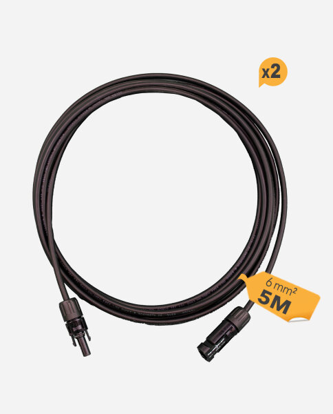 HISkon® 6mm² Verlängerungskabel MC4 auf MC4 Stecker 5m - (0% Mwst)