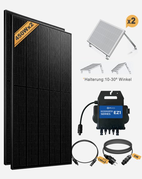 BKW Set _APsystems  EZ1-M 800W +Skyworth 450W*2  + Alu Master Halterung*2 - (0% Mwst)