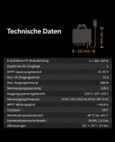 Balkonkraftwerk 800W_RC® MI2S-800D +  200W*4 Flexible Solarmodul + 5m AC Netzanschlusskabel + 1.2M/2M*2 DC Verlängerungskabel MC4 + Edelstahlbander