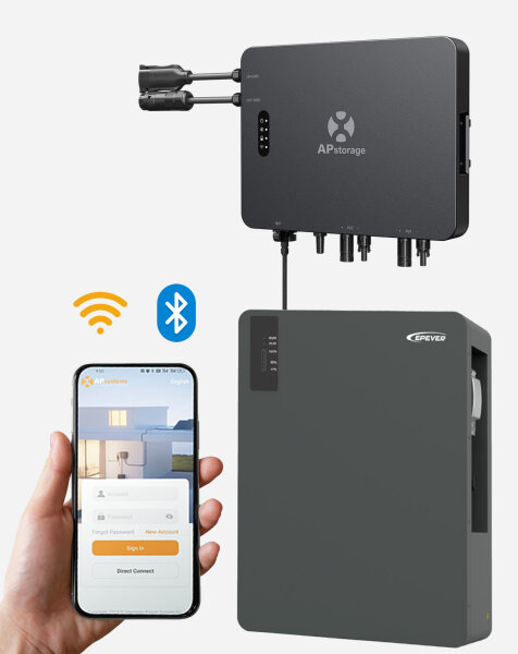 APsystems&reg; Balkonkraftwerk: Hybrid-Mikrowechselrichter EZHI mit EPEVER&reg; LiFePO4 Solarstromspeicher 2713Wh (Halbfestk&ouml;rper-Lithiumbatterie) -  (0% MwSt.)