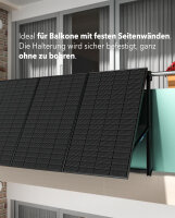 Sunshare Ray&reg; 800W Balcony PV-System &ndash; Complete Set with Microinverter, 4 &times; 200W Solar Modules, 5m AC Power Cable & 4 &times; Mounting Brackets for Balcony Rails (Black)