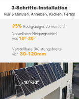 Sunshare&reg; Ray Lite 800W Balkonkraftwerk &ndash; Komplettset mit Mikrowechselrichter, 4*200W Solarmodulen, 5m/10m AC-Netzkabel & 4*Halterung f&uuml;r Balkongel&auml;nde (silber)