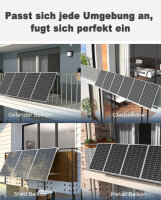 Sunshare&reg; Ray Lite 800W Balkonkraftwerk &ndash; Komplettset mit Mikrowechselrichter, 4*200W Solarmodulen, 5m/10m AC-Netzkabel & 4*Halterung f&uuml;r Balkongel&auml;nde (silber)