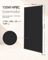 enjoy solar® Monokristallines Solarmodul HPBC Back-Contact-Technologie, 150W 24V