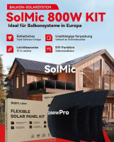 SERAPP® 800W Flexibles Solarpanel Set  (200W*4)  Full Black Monokristalline mit Montagezubehör und DC-Kabel, für Balkonkraftwerk