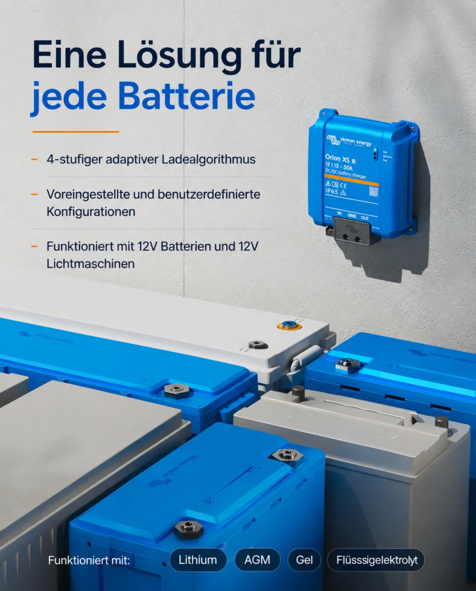 Orion XS 12/12-50A for lithium, AGM, gel and lead-acid batteries