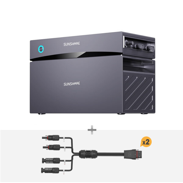 1 x Wechselrichter + Batterie (2,03kWh) + Adapter Kabel (1Paar)
